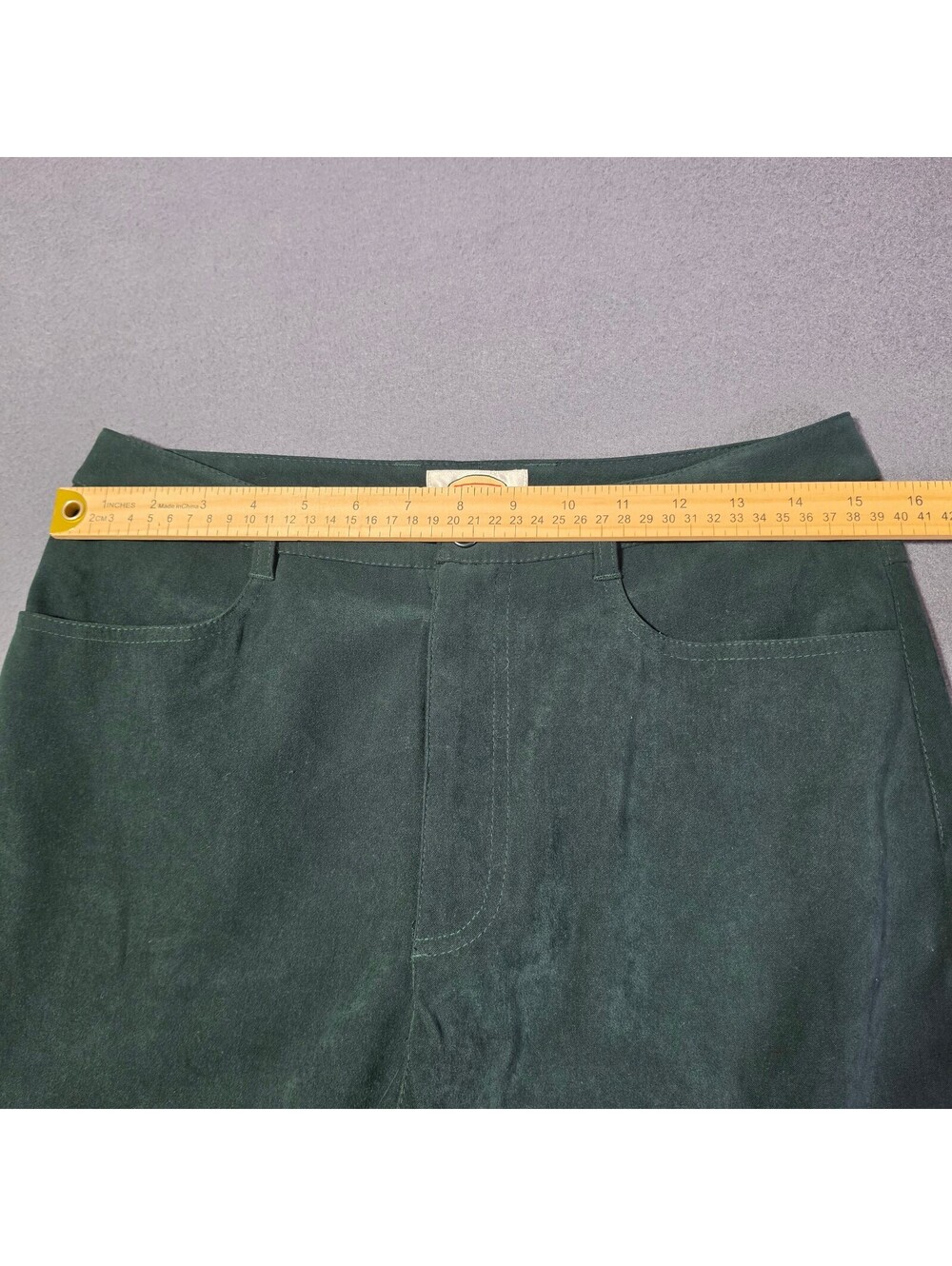 Talbots Petites Stretch Dark Green Velvet Pants Size 10 Women's Soft High Rise - Picture 9 of 9